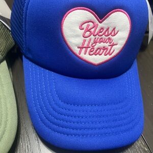 Blue Trucker Hat with Heart Design